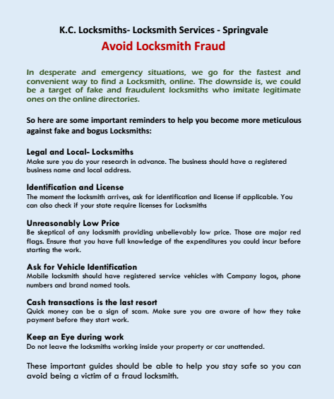 Avoid Locksmith Fraud Kingsville