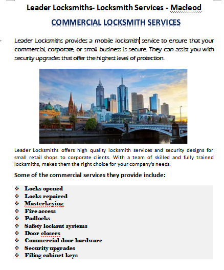Commercial Locksmith Services Box hill