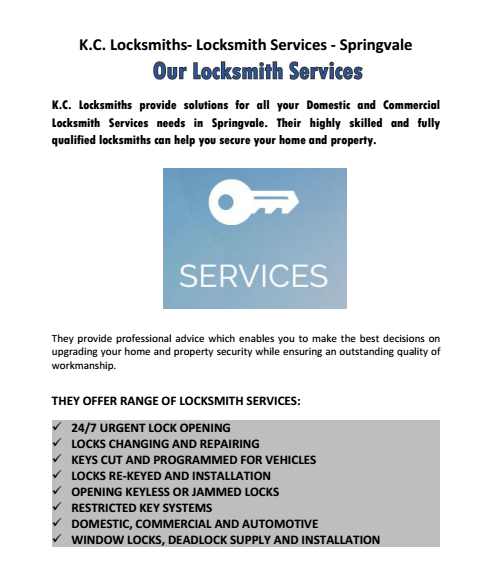 Our Locksmith Services Parkville